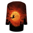 thumbnail image 4 of Halloween Shirts for Women Crew Neck Trendy Casual Tops Funny 3/4 Sleeve Halloween Graphic T Shirts Festival Orange 3XL, 4 of 4