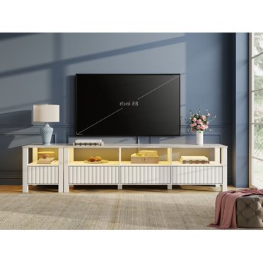 TV Stand for 85 inch TV Entertainment Center Wood TV Media Console ...