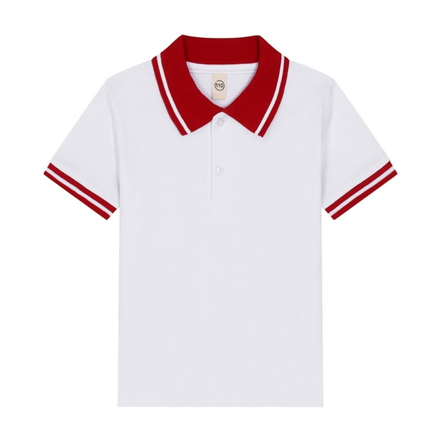 Chemise Polo pour Garçons, Chemise à Col Rouge à Manches Courtes, Chemise Boutonnée pour Garçons, Tenue pour Garçons 7-8 Ans