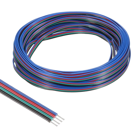 Uxcell 4Pins 28 Gauge Extension Cable Cord Wire 32.8ft 4 Conductor Tinned Copper Wire Flexible LED Strips Light Electrical Wire for Lamps Residential Wiring Car Circuit