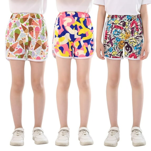 3Pack Kids Girls Boys Beach Shorts Running Athletic Swim Toddlers Dance Yoga Workout Shorts Swimsuit Trunks 2-11 Years