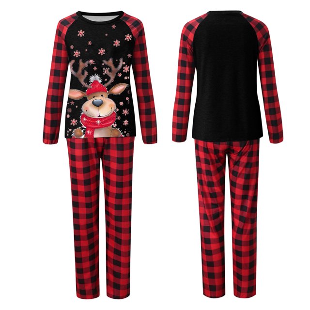DuoJiaJ Pyjamas de Noël pour la Famille Ensemble de Pyjama T-Shirt à Manches Longues et Pantalon Style Maman