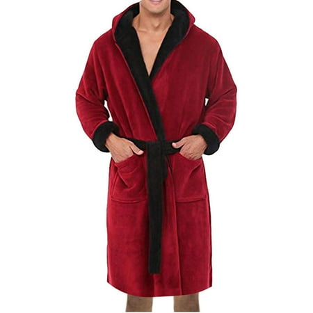 

Thanksgiving Day Clearance Juebong Men s Winter Lengthened Plush Shawl Bathrobe Home Clothes Long Sleeved Robe Coat