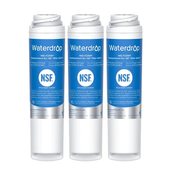 Waterdrop GSWF Refrigerator Water Filter, Replacement for GE® GSWF Smart Water 238C2334P001, Kenmore® 46-9914, 469914, 9914, 3 Pack
