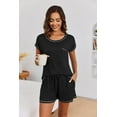 thumbnail image 5 of Ekouaer Womens Pajama Sets 2 Piece Soft Short Sleeve Top and Shorts Sleepwear Round Neck Pjs Lounge Set with Pockets, 5 of 6