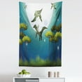 thumbnail image 1 of Dinosaur Tapestry, Cartoon Style Dinosaurs Flying on Full Moon Night Enchanted Forest, Fabric Wall Hanging Decor for Bedroom Living Room Dorm, 5 Sizes, Green White Blue, by Ambesonne, 1 of 1
