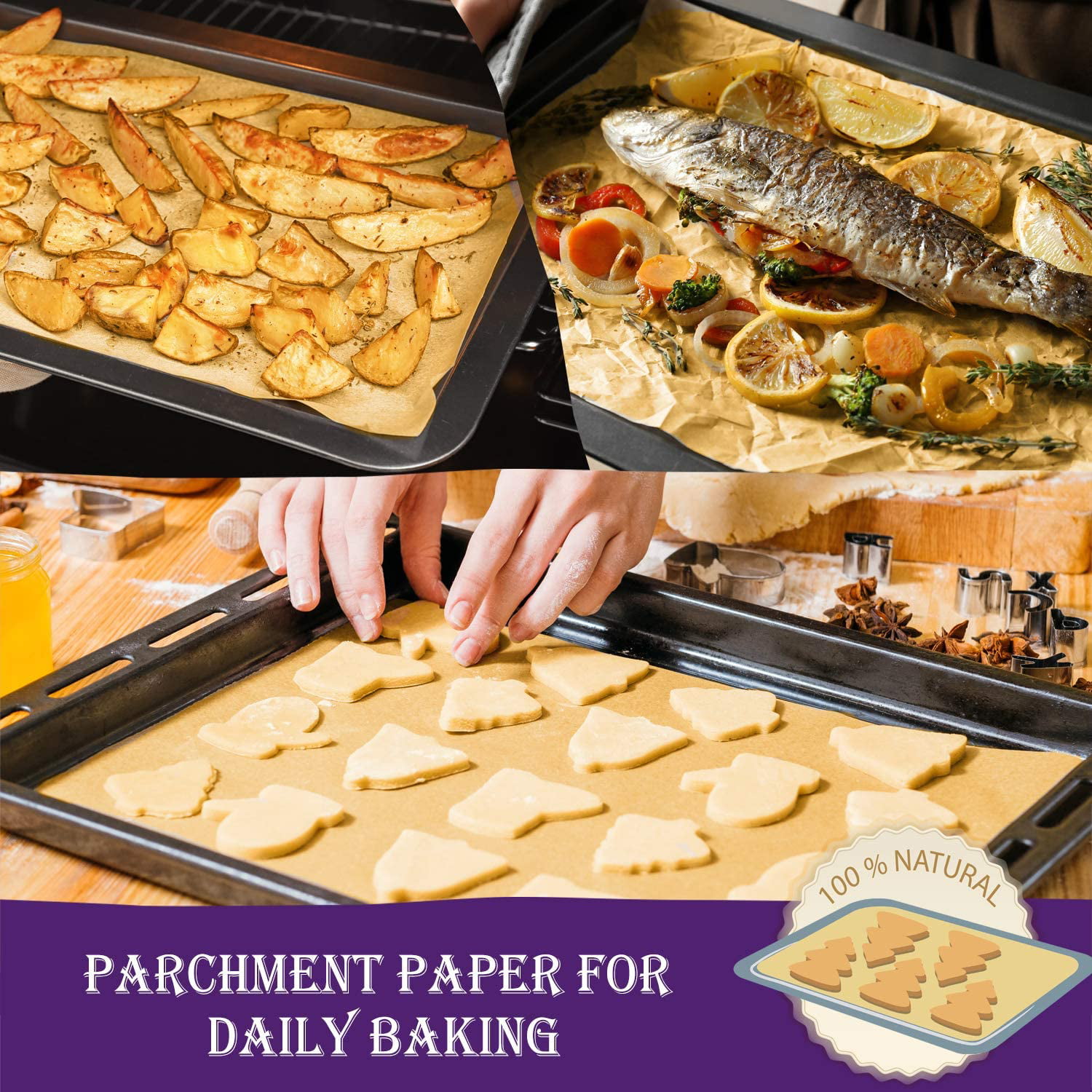 [16 x 24 Inch] Precut Baking Parchment Paper Sheets Unbleached Non-Stick  Sheets for Baking & Cooking - Kraft…