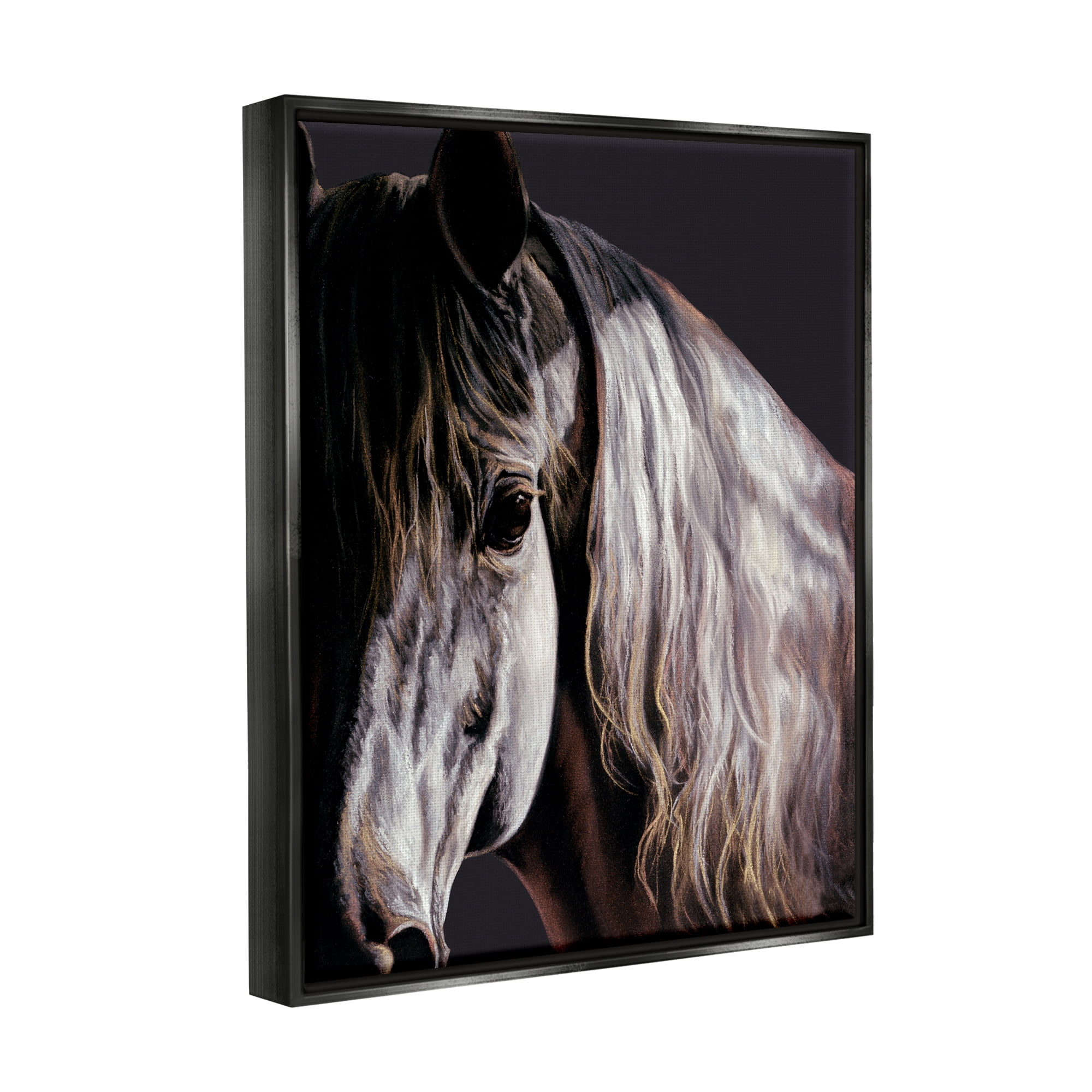 Stupell Industries Horse Portrait in Shadow Animals & Insects Painting Black Floater Framed Art Print Wall Art, 17 x 21