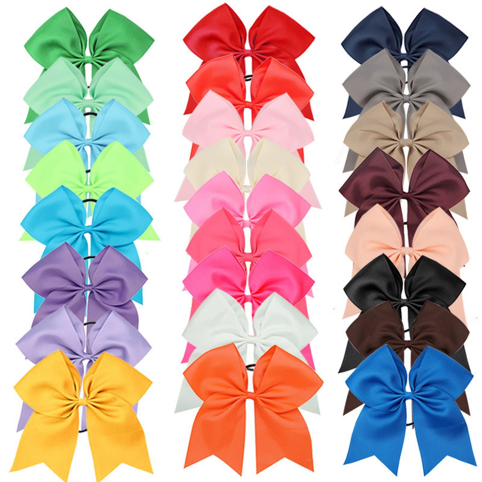 Yoyauz 8" Plus Cheerleader Bow Girl Hair Ornament with Ponytail Stand Bow Cheerleader Soft Football Competition Sports