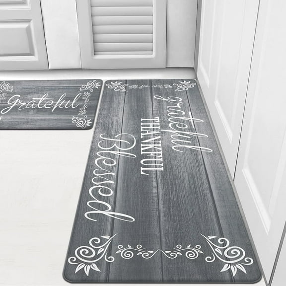 Anti Fatigue Kitchen Mat Set of 2 Non Slip Cushioned Kitchen Mats for Floor Waterproof Farmhouse Kitchen Rugs and Mats Set Comfort Standing Desk Mat Carpet for Sink,Office,Laundry