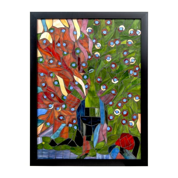 Dale Tiffany Peacock Mosaic Art Glass Wall Panel