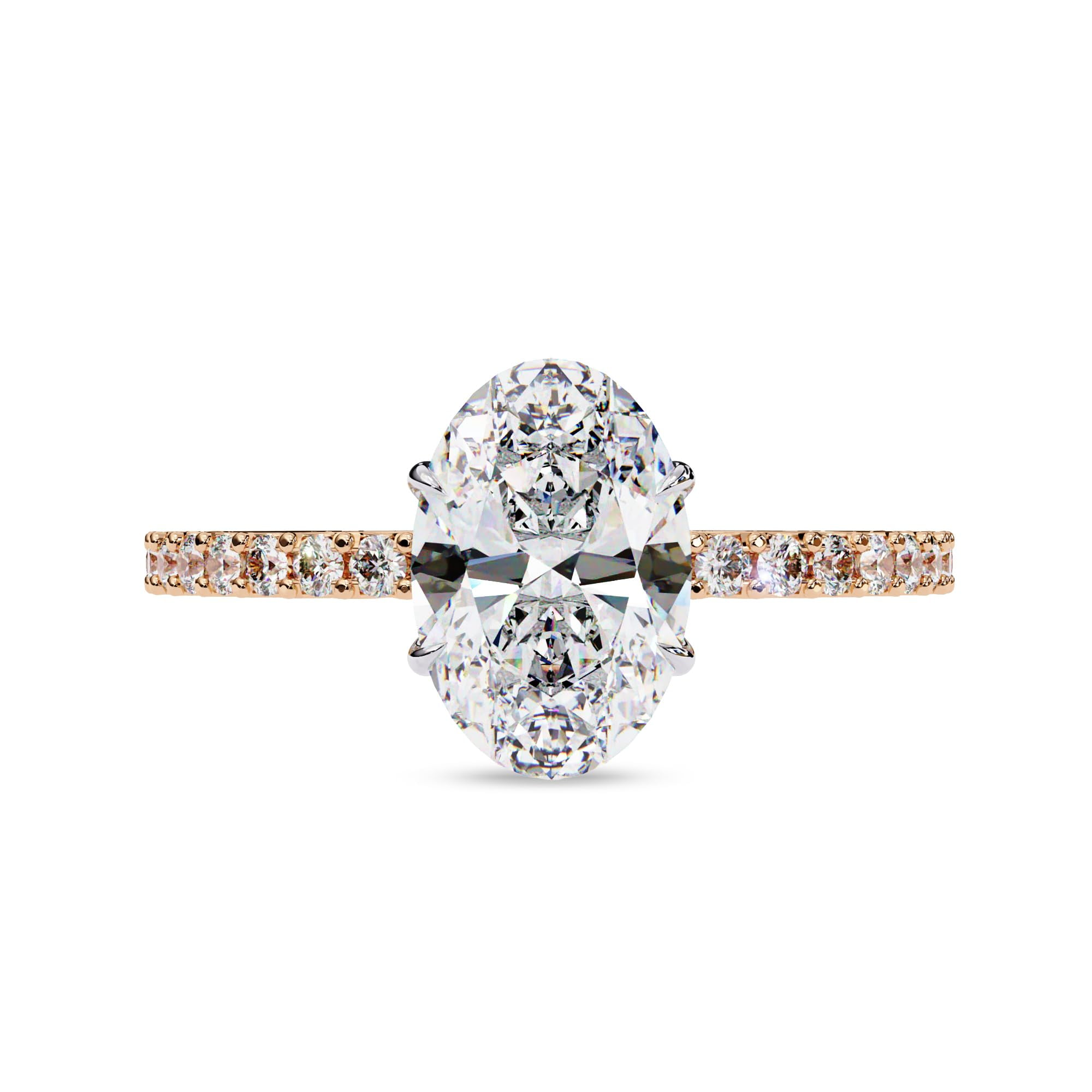 AFFY Hidden Halo Engagement Rings for Women Center 9x6mm Oval and Round Cut Lab Created Moissanite Solitaire Wedding Anniversary Ring in 14K Solid Rose Gold Size-10