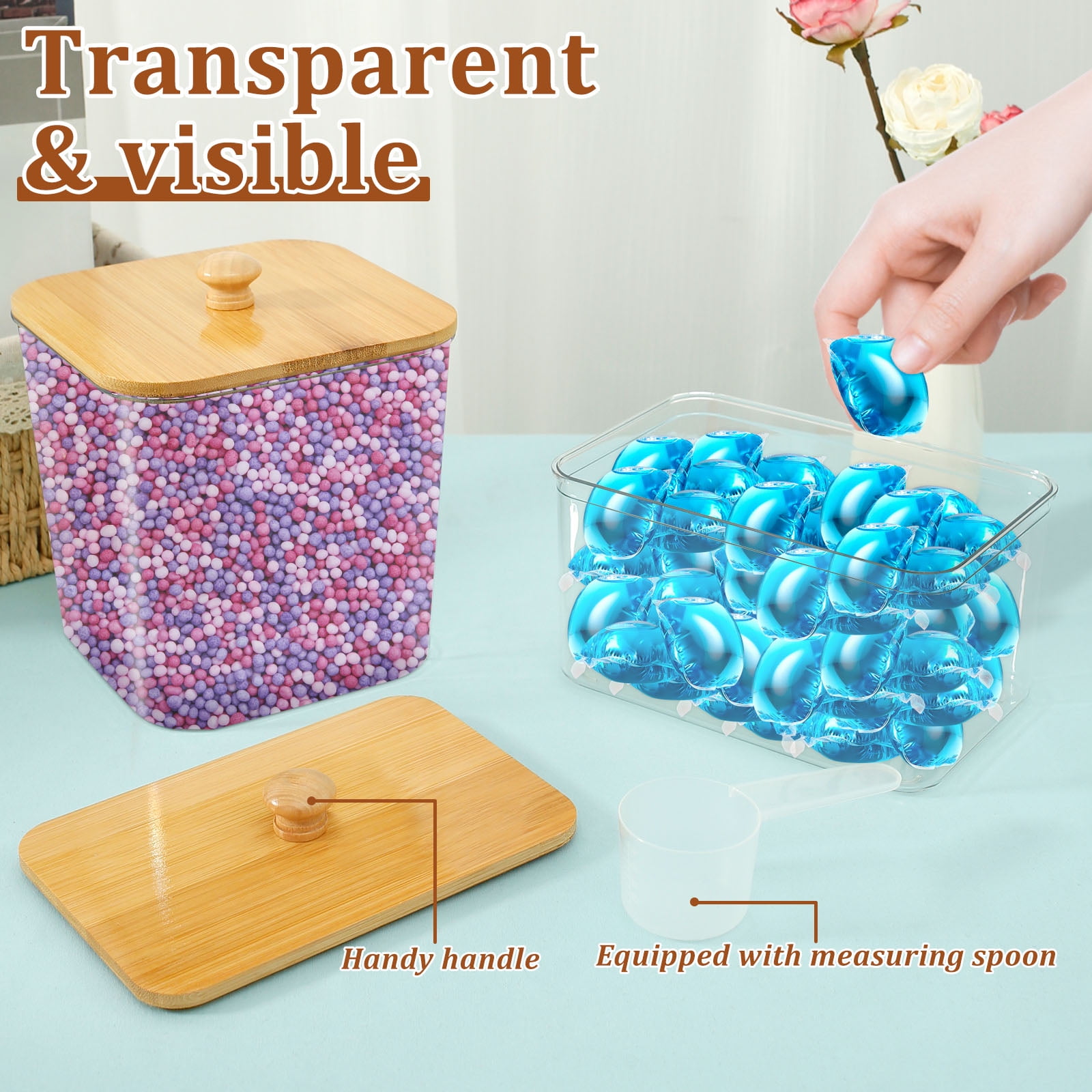 4 Pcs Laundry Powder Container with Lid Clear Dryer Sheet Holder Large Opening Reusable Organization Containers for Scent Booster
