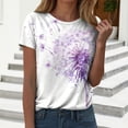 thumbnail image 2 of vigerkar Dandelion Graphic Floral T-Shirt Women Casual Summer Boho Tops Holiday Wildflowers Tee Shirts (Purple, L), 2 of 7