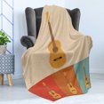 thumbnail image 4 of Guitar Soft Flannel Fleece Throw Blanket, Retro Acoustic Guitars in Colorful Frames Nostalgic Music Stringed Instrument, Cozy Plush for Indoor and Outdoor Use, 50" x 70", Multicolor, by Ambesonne, 4 of 5