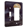 thumbnail image 1 of KuzmarK™ 2 Gang Single Toggle / Single Duplex Rocker Wall Plate - Unicorn Dreaming in Moonlight Fantasy Horse Art by Denise Every, 1 of 1