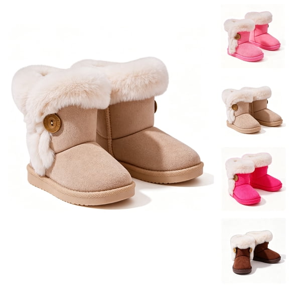 BCSIOAOI Boots for Girls Warm Snow Boots Side Zip Comfort Sole Everyday Shoes