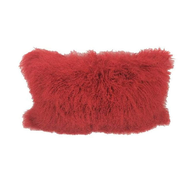 HomeRoots 334361 Rich Red Tibetan Lamb Pillow