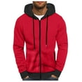 thumbnail image 1 of Men's Color Block Hoodie Pullover Winter Warm Comfortable Thread Drawstring Casual Sweatshirt for Autumn Outdoor, 1 of 4