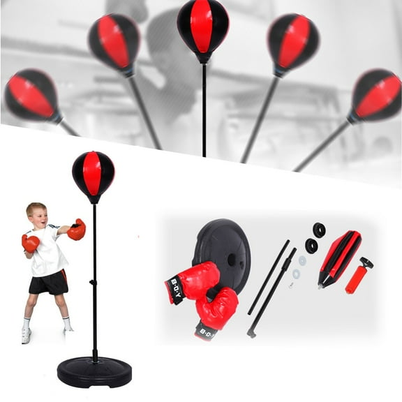 Adjustable Height Kids teenagers Punching Ball Bag Speed Boxing Sports Set Fighting Game With Gloves Kids Boxing Set