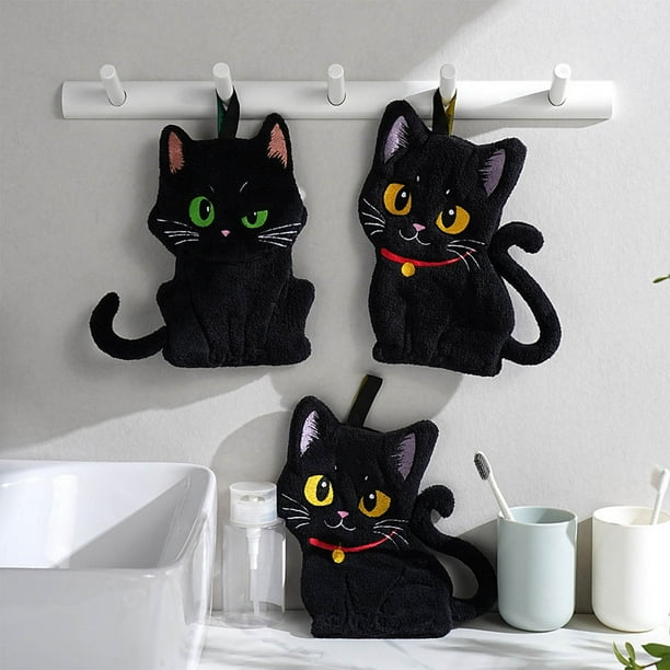 Toallas de Mano Suaves y Absorbentes con Diseño de Gatos para Baños y Cocinas.