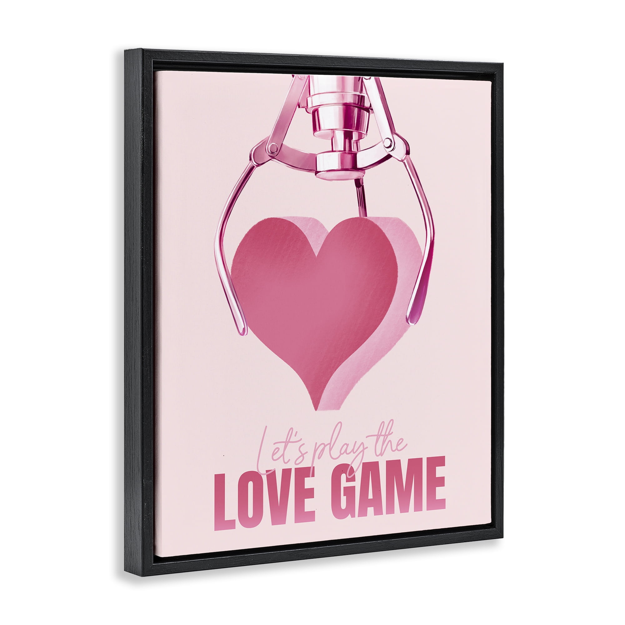 Stupell Industries Love Game with Heart Typography Painting Black Floater Framed Art Print Wall Art, 25 x 31