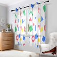 thumbnail image 2 of Yayeee Window Curtains Light Filtering 63"x52" Grommet Panel Pair Home Living Room Decor, Blue Retro Triangles, 2 of 7