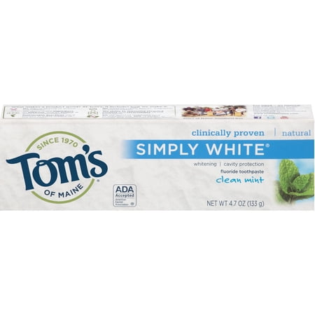 Tom's of Maine Natural Simply White Fluoride Toothpaste Clean Mint 4.70 oz (Pack of 3)