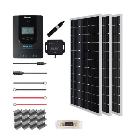 Renogy 300 Watt 12 Volt Off Grid Solar Premium Kit with Monocrystalline Solar Panel and 40A MPPT Rover