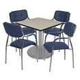thumbnail image 2 of Via 36" Square Platter Base Table- Maple/Grey & 4 Uptown Side Chairs- Navy, 2 of 7