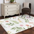 thumbnail image 3 of Pink Green Botanical Area Rugs 3'x5', Washable Small Throw Rugs for Living Room Bedroom, Spring Watercolor Floral Leaf Plant Indoor Outdoor Rug Non-Slip Low Pile Carpet Runner Reversible Floor Mats, 3 of 8
