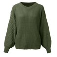 thumbnail image 4 of Vedolay Sweater Womens Casual Crew Neck Long Sleeve Pullover Knit Sweaters Jumper Tops,Army Green S, 4 of 5