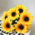 thumbnail image 4 of Walbest Artificial Flower Sunflower Silk Helianthus Plastic Plant, Wedding Bouquet Party Indoor Outdoor DIY Home Garden Kitchen Table Centerpieces Arrangements Decoration (1 Bouquet 7 Heads), 4 of 7