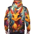 thumbnail image 7 of Picia Colorful Flower Chameleon Pattern Casual Men's Hoodie - Lightweight Hooded Sweatshirt with Kangaroo Pocket, Comfortable Pullover for Everyday, Travel-Small, 7 of 7