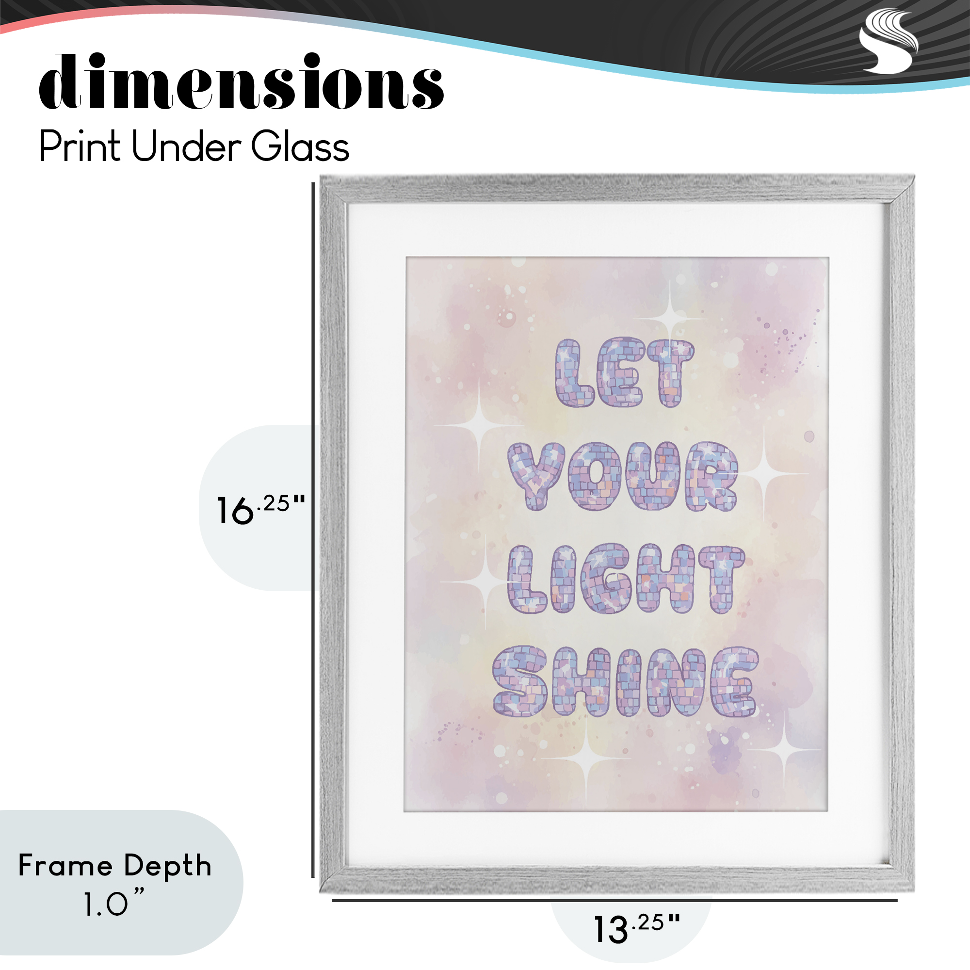 Stupell Industries Let Your Light Shine Pastels Gray Framed Print Under Glass, design by Lil' Rue