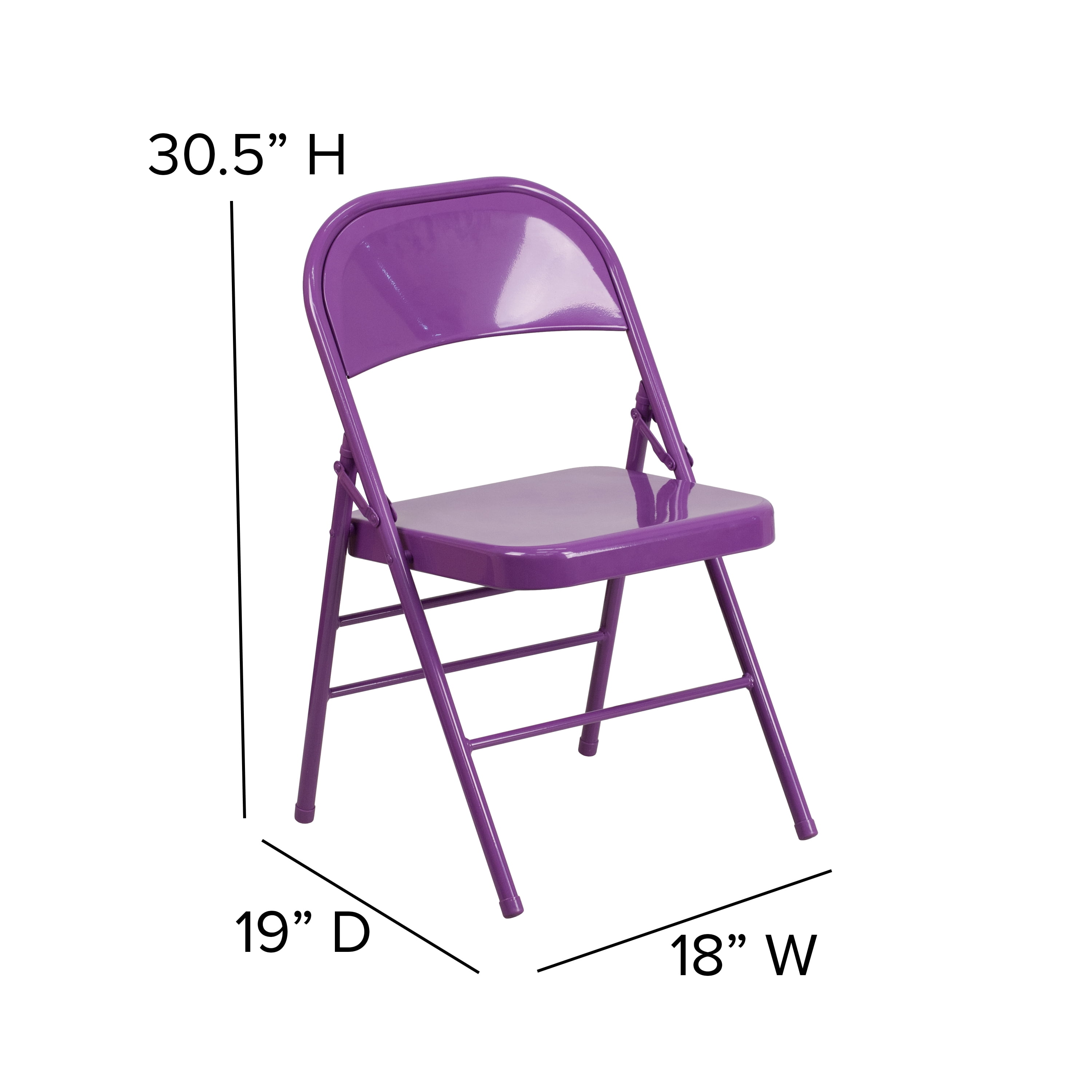 Flash Furniture 2 Pack HERCULES COLORBURST Series Impulsive Purple Triple Braced & Double Hinged Metal Folding Chair