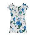 thumbnail image 4 of Ganfancp Women's Short Sleeve Round Neck Tops Colorful Floral Pleated Printed Loose Top Blouse, Sizes S-5XL, 4 of 5