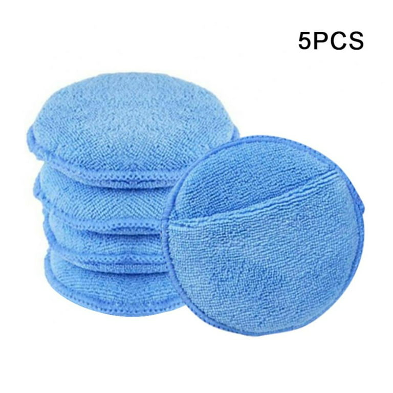 5PCS 5 Inch Cars Microfiber Wax Applicator, Microfiber Round Sponge  Detailing Cleaning Pads with Finger Pocket Wax Applicator, Suitable for  Cars Wax Applicator Foam Sponge (Blue) 