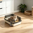 thumbnail image 2 of Semi Covered Litter Box, Top Entry Cat Waste Pan with Tall Anti-Spill Side Walls, Odor Purify Filter and Convenient Litter Scoop, 2 of 10