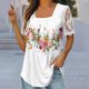 thumbnail image 2 of Camisas de Mujer Casual Impreso Cuello Redondo Manga Corta, Camisa Casual para Uso Diario Y de Fiesta, 2 of 5