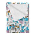 thumbnail image 2 of Aqua Jellyfish Soft Flannel Fleece Throw Blanket, Nursery Art Cartoon Style Smiling Funny Motifs Hand Drawn Like Doodle, Cozy Plush for Indoor and Outdoor Use, 70" x 90", Multicolor, by Ambesonne, 2 of 5