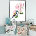 thumbnail image 3 of Designart 'Blue Bird Sitting On A Pink Magnolia' Traditional Framed Art Print, 3 of 4