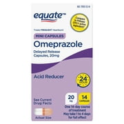 Equate Omeprazole Delayed Release Mini Capsules 20 mg, Frequent Heartburn Medicine, 14 Count
