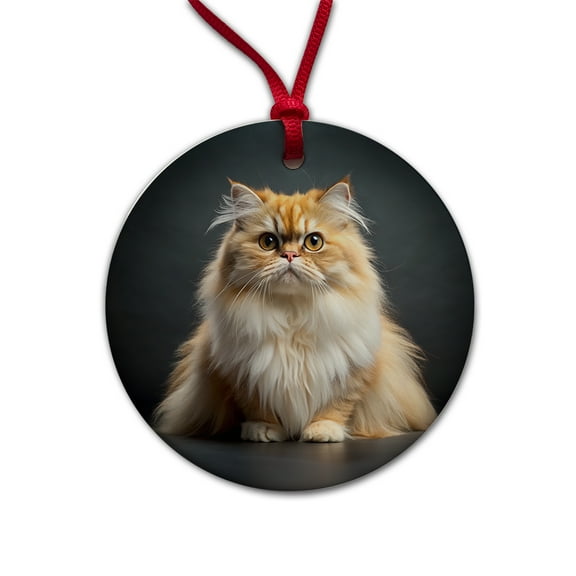 Classic Persian Cat Photo Christmas Tree Holiday Round Ceramic Ornament