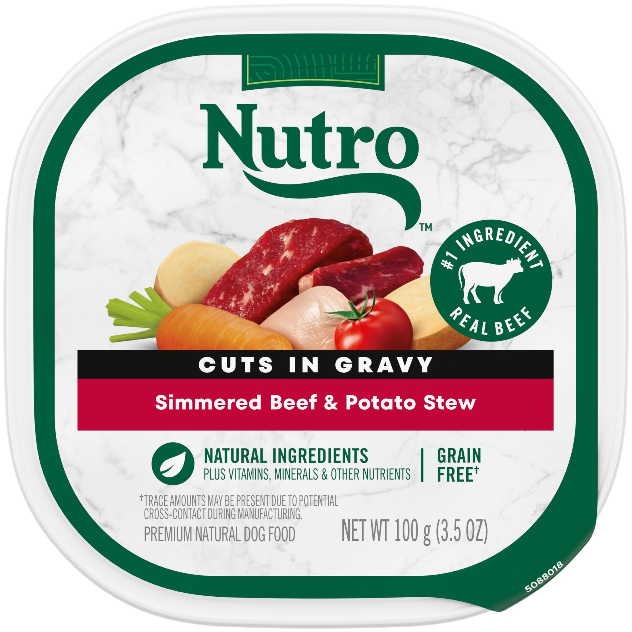 (12 pack) Nutro Cuts In Gravy Simmered Beef & Potato Stew Wet Dog Food For Adult Dog, 3.5 Oz Tray