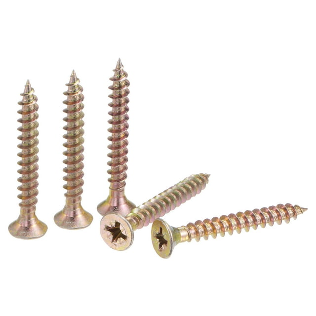 Unique Bargains M5 x 40mm Phillips Flat Head Carbon Steel Color Zinc Plated Wood Screws 100 Pack