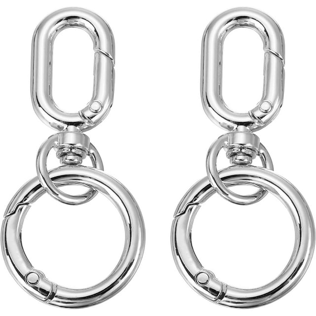 PATIKIL 2.2" Swivel Snap Hooks with Key Rings, 2Pcs Double Opening Metal Oval Swivel Spring Clasp Clip with O Ring for DIY Crafts Jewelry Lanyard Making, Silver Tone
