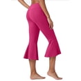 thumbnail image 5 of RYRJJ Women's Bootcut Yoga Capri Pants Stretch Causal Athletic Flare Capri Slacks Pull On Ruffle Dance Leggings with Pockets(Hot Pink,M), 5 of 9