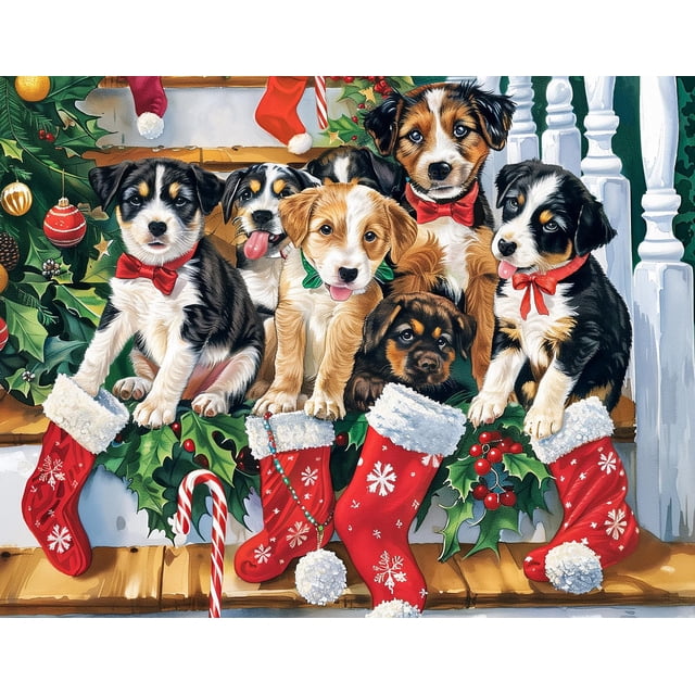 Puzzle ChengQism Christmas Cachorros 100 piezas 45 x 35 cm