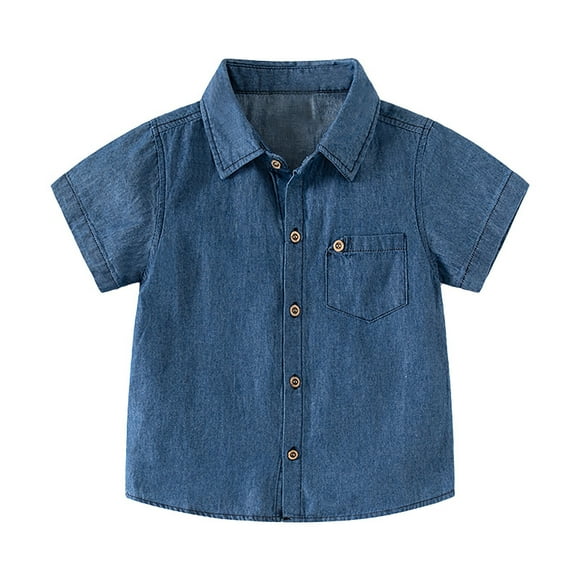 PEASKJP Boy's Cotton Polos Casual Short Sleeve Slim Fit Uniform Basic Designed Polo Tees,Navy 120